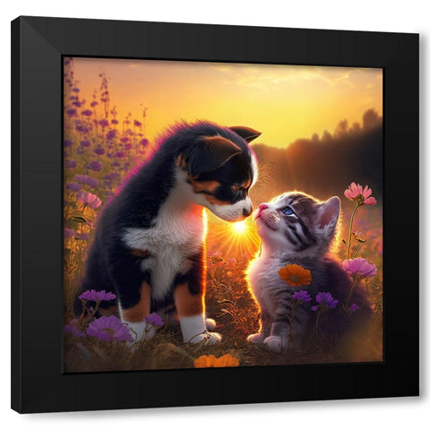 Cats And Dogs 28 Black Modern Wood Framed Art Print with Double Matting by Heere, Ray