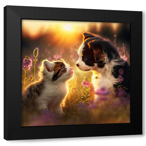Cats And Dogs 29 Black Modern Wood Framed Art Print with Double Matting by Heere, Ray