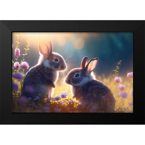Woodland Animals 22 Black Modern Wood Framed Art Print by Heere, Ray