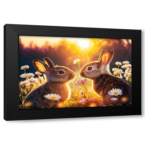 Woodland Animals 24 Black Modern Wood Framed Art Print by Heere, Ray