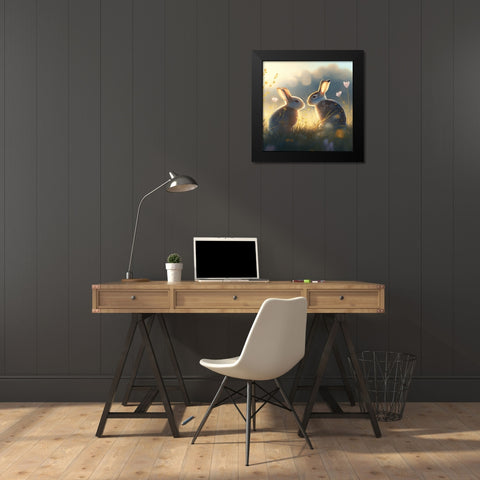 Woodland Animals 30 Black Modern Wood Framed Art Print by Heere, Ray