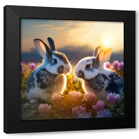 Woodland Animals 32 Black Modern Wood Framed Art Print by Heere, Ray