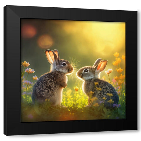 Woodland Animals 34 Black Modern Wood Framed Art Print by Heere, Ray