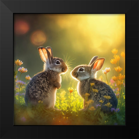 Woodland Animals 34 Black Modern Wood Framed Art Print by Heere, Ray