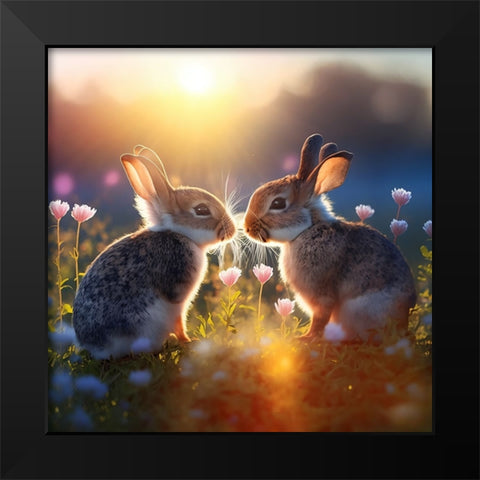 Woodland Animals 35 Black Modern Wood Framed Art Print by Heere, Ray