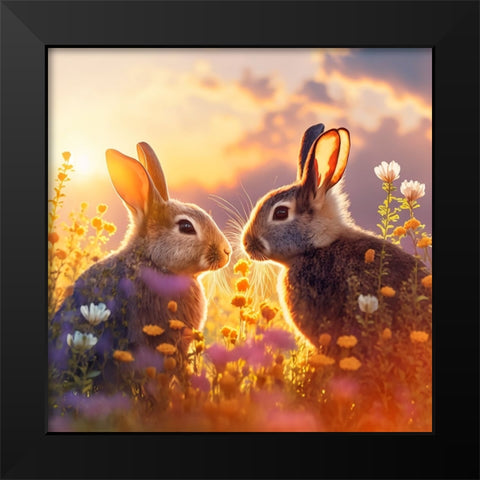 Woodland Animals 38 Black Modern Wood Framed Art Print by Heere, Ray