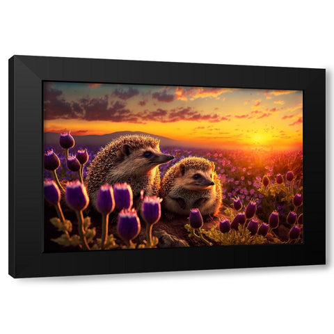 Woodland Animals 39 Black Modern Wood Framed Art Print with Double Matting by Heere, Ray