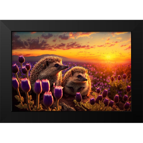 Woodland Animals 39 Black Modern Wood Framed Art Print by Heere, Ray