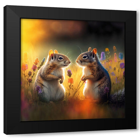 Woodland Animals 40 Black Modern Wood Framed Art Print with Double Matting by Heere, Ray