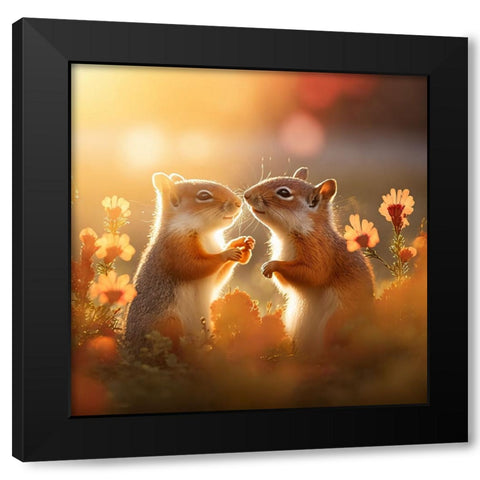 Woodland Animals 41 Black Modern Wood Framed Art Print with Double Matting by Heere, Ray