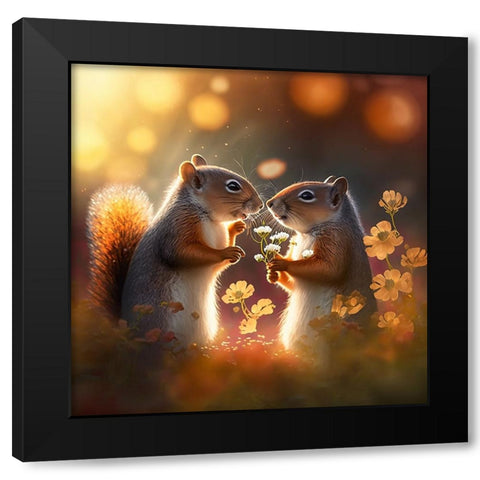 Woodland Animals 43 Black Modern Wood Framed Art Print by Heere, Ray