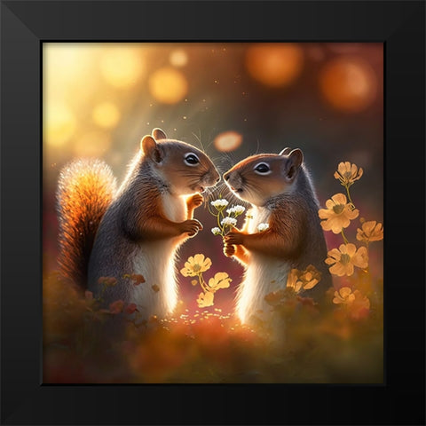 Woodland Animals 43 Black Modern Wood Framed Art Print by Heere, Ray