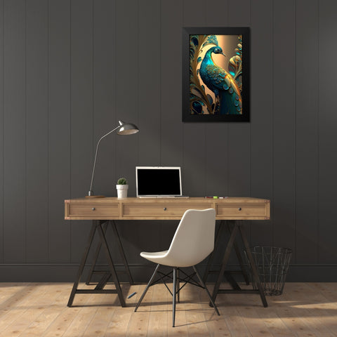 Proud Peacocks 2 Black Modern Wood Framed Art Print by Heere, Ray