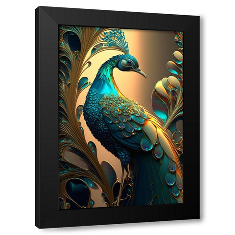 Proud Peacocks 2 Black Modern Wood Framed Art Print by Heere, Ray