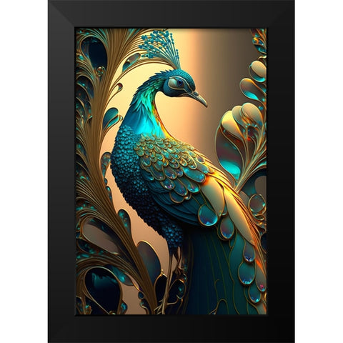 Proud Peacocks 2 Black Modern Wood Framed Art Print by Heere, Ray