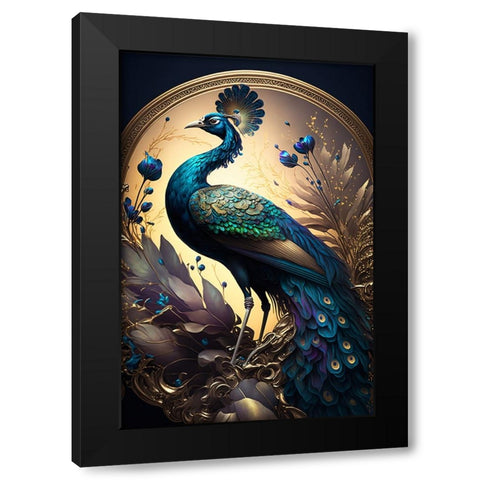 Proud Peacocks 3 Black Modern Wood Framed Art Print with Double Matting by Heere, Ray