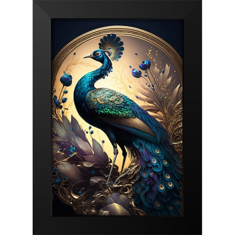 Proud Peacocks 3 Black Modern Wood Framed Art Print by Heere, Ray
