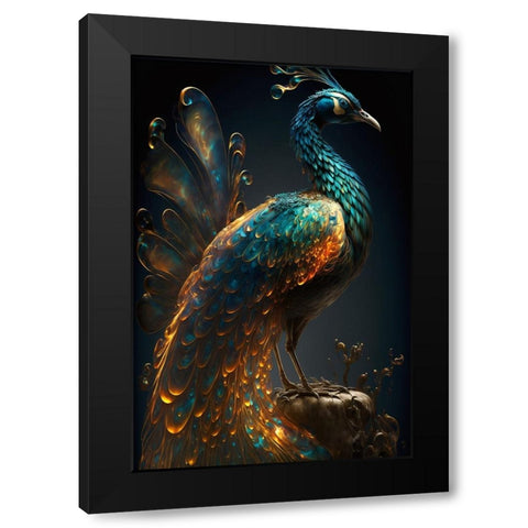 Proud Peacocks 4 Black Modern Wood Framed Art Print with Double Matting by Heere, Ray