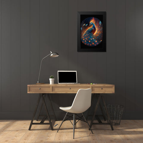 Proud Peacocks 6 Black Modern Wood Framed Art Print by Heere, Ray