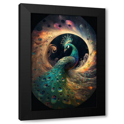 Proud Peacocks 11 Black Modern Wood Framed Art Print with Double Matting by Heere, Ray