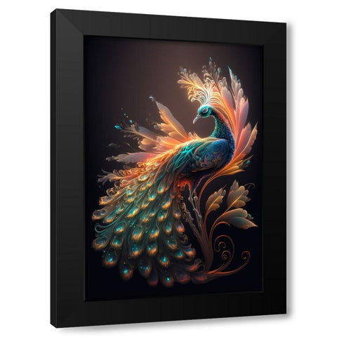 Proud Peacocks 13 Black Modern Wood Framed Art Print with Double Matting by Heere, Ray
