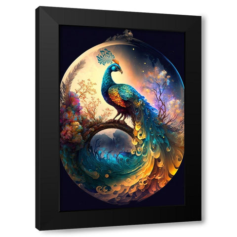 Proud Peacocks 15 Black Modern Wood Framed Art Print with Double Matting by Heere, Ray
