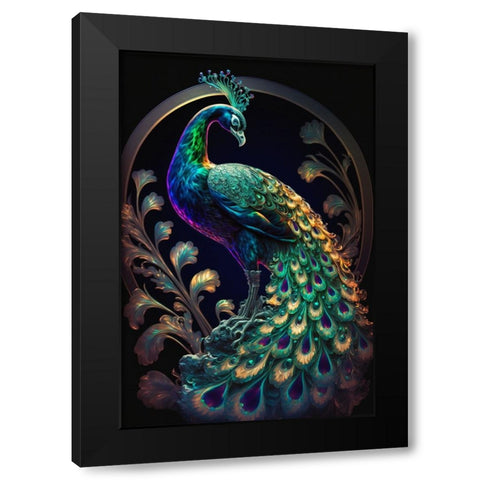 Proud Peacocks 22 Black Modern Wood Framed Art Print with Double Matting by Heere, Ray