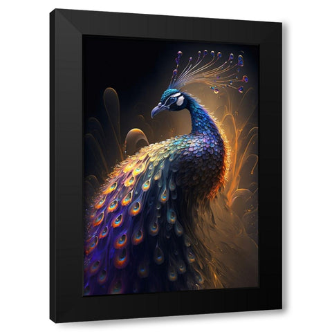 Proud Peacocks 28 Black Modern Wood Framed Art Print with Double Matting by Heere, Ray