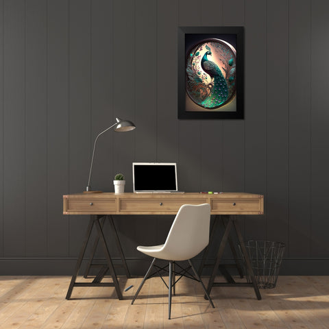 Proud Peacocks 30 Black Modern Wood Framed Art Print by Heere, Ray