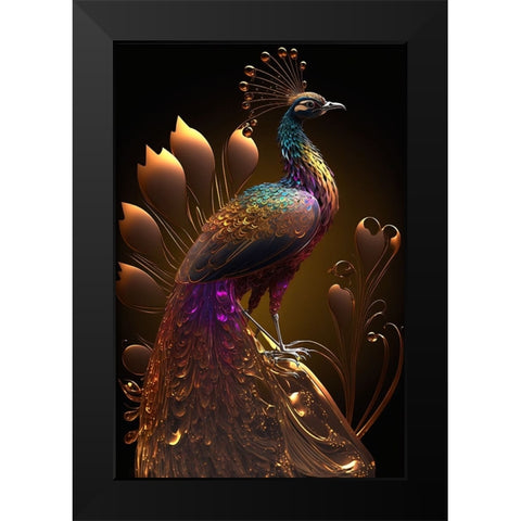 Proud Peacocks 35 Black Modern Wood Framed Art Print by Heere, Ray