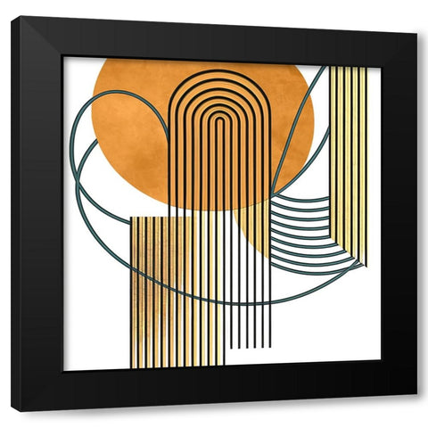 Mid Century Abstract Painting 1 Black Modern Wood Framed Art Print with Double Matting by Heere, Ray