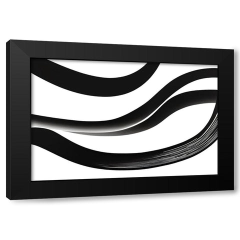 Black White Bold Strokes 4 Black Modern Wood Framed Art Print with Double Matting by Heere, Ray