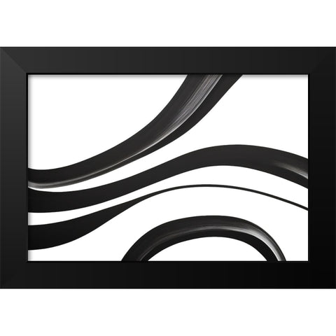 Black White Bold Strokes 15 Black Modern Wood Framed Art Print by Heere, Ray