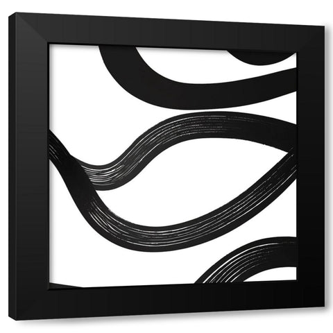 Black White Bold Strokes 16 Black Modern Wood Framed Art Print with Double Matting by Heere, Ray