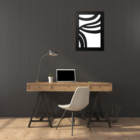 Black White Bold Strokes 19 Black Modern Wood Framed Art Print by Heere, Ray