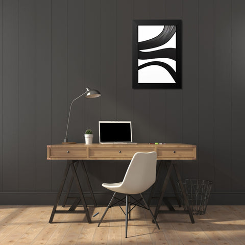 Black White Bold Strokes 20 Black Modern Wood Framed Art Print by Heere, Ray