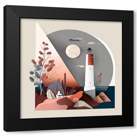 Mid Century Coastal Scenes 15 Black Modern Wood Framed Art Print with Double Matting by Heere, Ray