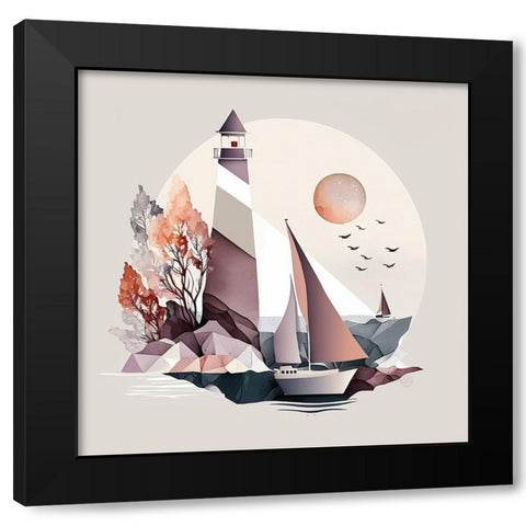 Mid Century Coastal Scenes 24 Black Modern Wood Framed Art Print with Double Matting by Heere, Ray