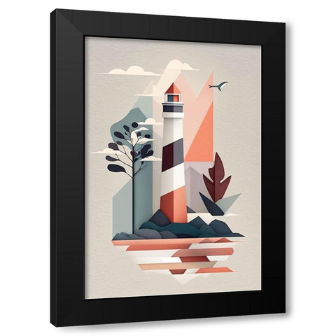 Mid Century Coastal Scenes 33 Black Modern Wood Framed Art Print with Double Matting by Heere, Ray