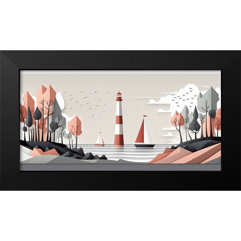 Mid Century Coastal Scenes 40 Black Modern Wood Framed Art Print by Heere, Ray
