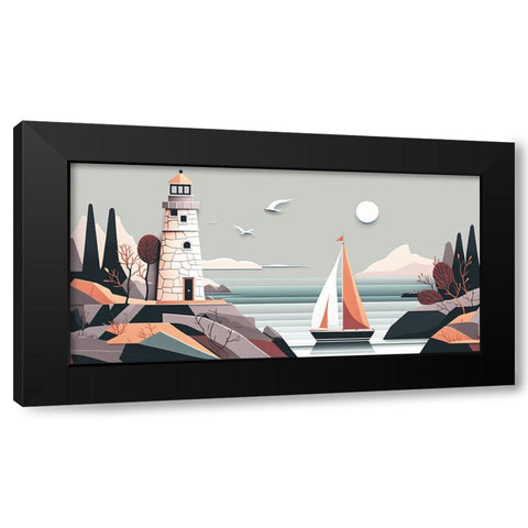 Mid Century Coastal Scenes 42 Black Modern Wood Framed Art Print with Double Matting by Heere, Ray