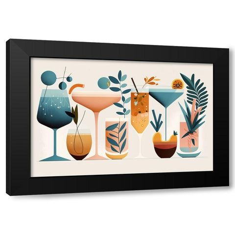 Mid Century Cocktails And Drinks 1 Black Modern Wood Framed Art Print by Heere, Ray