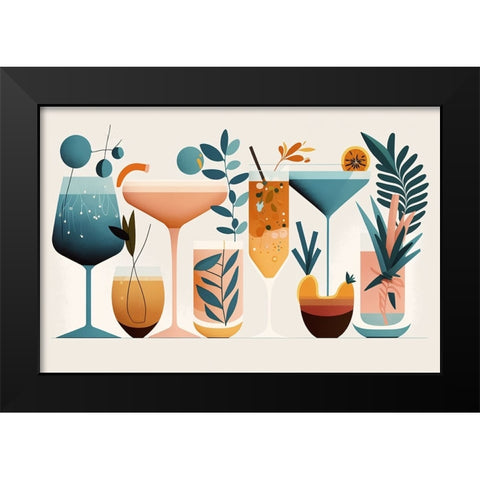 Mid Century Cocktails And Drinks 1 Black Modern Wood Framed Art Print by Heere, Ray