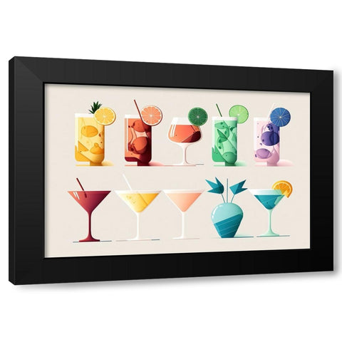 Mid Century Cocktails And Drinks 2 Black Modern Wood Framed Art Print by Heere, Ray