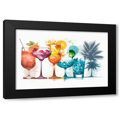 Mid Century Cocktails And Drinks 4 Black Modern Wood Framed Art Print with Double Matting by Heere, Ray