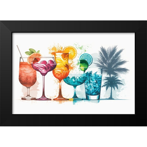 Mid Century Cocktails And Drinks 4 Black Modern Wood Framed Art Print by Heere, Ray