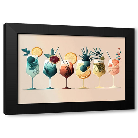 Mid Century Cocktails And Drinks 8 Black Modern Wood Framed Art Print with Double Matting by Heere, Ray