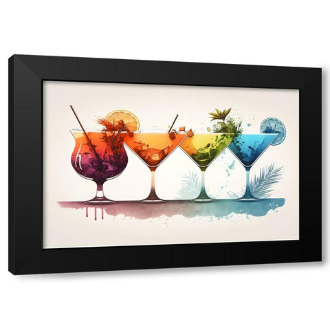 Mid Century Cocktails And Drinks 12 Black Modern Wood Framed Art Print by Heere, Ray