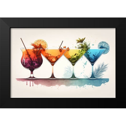 Mid Century Cocktails And Drinks 12 Black Modern Wood Framed Art Print by Heere, Ray