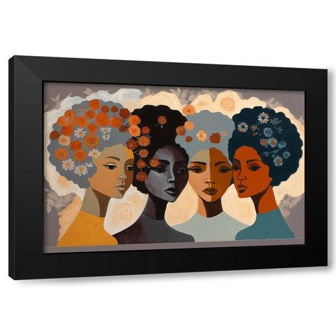 Mid Century Diversity Portraits 5 Black Modern Wood Framed Art Print by Heere, Ray